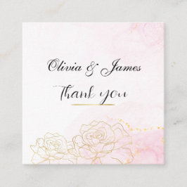 Tarjeta De Recepción Elegante Rosa Beige Dorado Floral Agradecimiento d