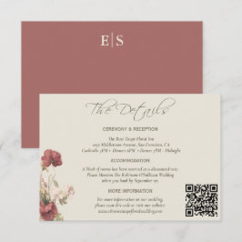 Tarjeta De Recepción Elegante Rosa  Boda Floral Los Detalles