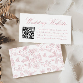 Tarjeta De Recepción Elegante Rosa Chinoiserie Boda sitio web Código QR