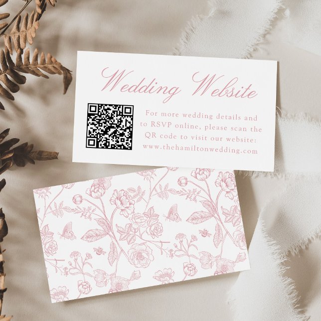Tarjeta De Recepción Elegante Rosa Chinoiserie Boda sitio web Código QR (Subido por el creador)