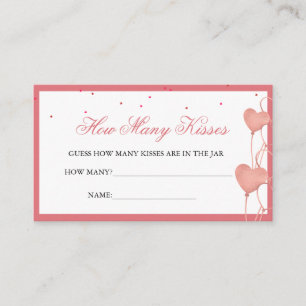 Tarjeta De Recepción Elegante Rosa: ¿Cuántos Kiss Jar Games Bridal Card