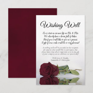 Tarjeta De Recepción Elegante Rosa de Borgoña Boda deseando poema de po
