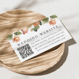 Tarjeta De Recepción Elegante Rosa de página web Boda código QR
