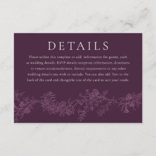 Tarjeta De Recepción Elegante Rosa elegante de Borgoña Boda