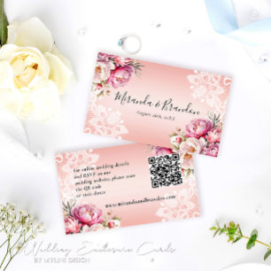 Tarjeta De Recepción Elegante Rosa Gold Watercolor Floral Boda