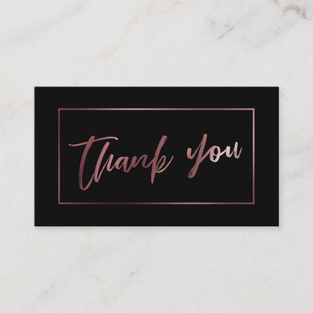Tarjeta De Recepción Elegante Rosa moderno oro en negro gracias inserta (Anverso)