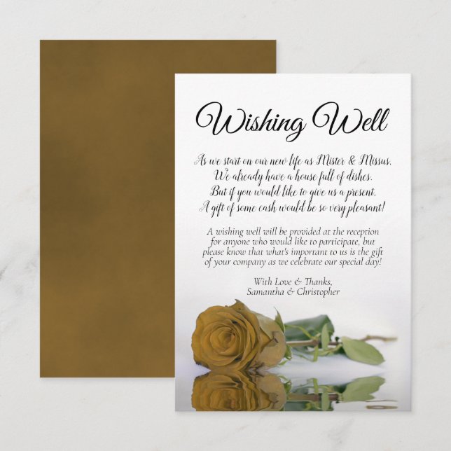 Tarjeta De Recepción Elegante Rosa Ochre Ochre Boda Deseando Poema Bien (Anverso / Reverso)