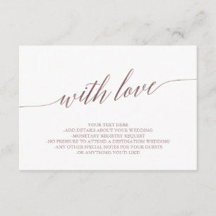 Tarjeta De Recepción Elegante Rosa Oro con detalles de amor Insertar ta
