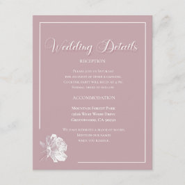 Tarjeta De Recepción Elegante Rosa Polvoriento Blanco Floral Boda