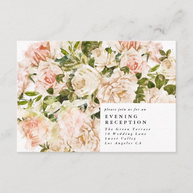 Tarjeta De Recepción Elegante Rosa Romance Wedding Card (Anverso)
