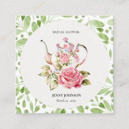 Tarjeta De Recepción Elegante Rosa Verde Floral Flores Ducha de Novia