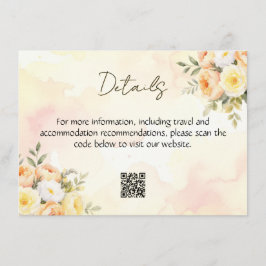 Tarjeta De Recepción Elegante Rosas Rústicos Código QR Boda de acuarela