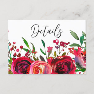 Tarjeta De Recepción Elegante Roses Roses Roses Borgoña Bodas Detalles