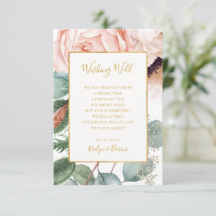 Tarjeta De Recepción Elegante Rubor Floral Garden Boda Deseando Bien