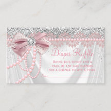 Elegante Rubor Pink Diamond Pearl Diaper Raffle
