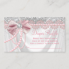 Tarjeta De Recepción Elegante Rubor Pink Diamond Pearl Diaper Raffle