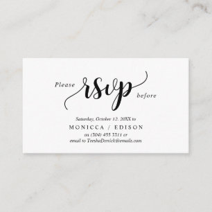 Tarjeta De Recepción Elegante Rustic Black, Fiesta RSVP, responde