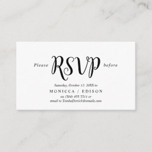 Tarjeta De Recepción Elegante Rustic Black, Fiesta RSVP, responde