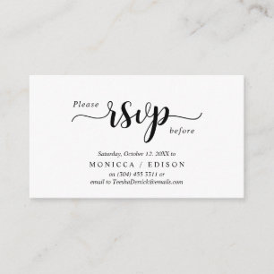 Tarjeta De Recepción Elegante Rustic Black, Fiesta RSVP, responde