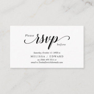 Tarjeta De Recepción Elegante Rustic, Black Script, RSVP responde, Resp