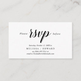 Tarjeta De Recepción Elegante Rustic, Black Script, RSVP responde, Resp