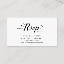 Tarjeta De Recepción Elegante Rustic, Black Script, RSVP responde, Resp