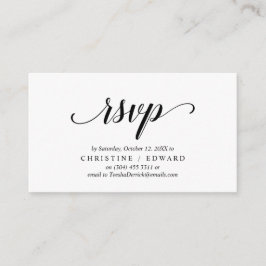 Tarjeta De Recepción Elegante Rustic, Black Script, RSVP responden