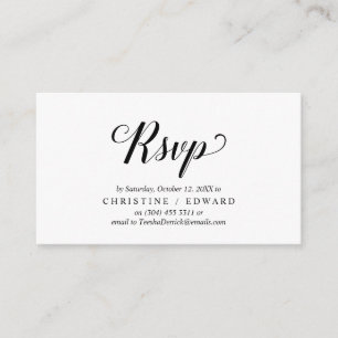 Tarjeta De Recepción Elegante Rustic, Black Script, RSVP responden