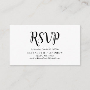 Tarjeta De Recepción Elegante Rustic Black, Wedding RSVP, responder