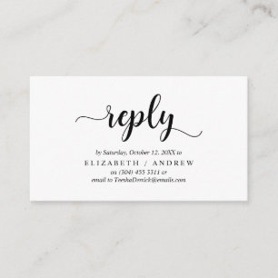 Tarjeta De Recepción Elegante Rustic Black, Wedding RSVP, responder