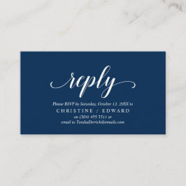 Tarjeta De Recepción Elegante Rustic, Navy Blue, RSVP responde, contest