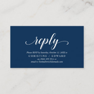 Tarjeta De Recepción Elegante Rustic, Navy Blue, RSVP responde, contest