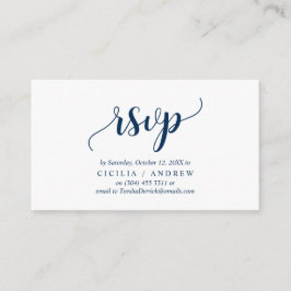 Tarjeta De Recepción Elegante Rustic Navy Blue, Wedding RSVP, responder