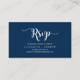 Tarjeta De Recepción Elegante Rustic Navy Blue, Wedding RSVP, responder