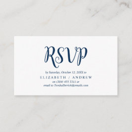 Tarjeta De Recepción Elegante Rustic Navy Blue, Wedding RSVP, responder