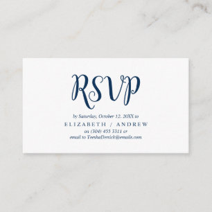 Tarjeta De Recepción Elegante Rustic Navy Blue, Wedding RSVP, responder