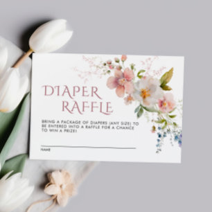 Tarjeta De Recepción Elegante Rustic Wildflowers Baby Diaper Raffle Car