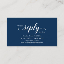 Tarjeta De Recepción Elegante Rústico, Azul marino, RSVP responden, Res