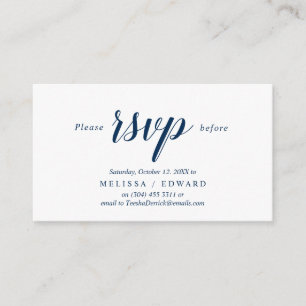 Tarjeta De Recepción Elegante Rústico, Azul marino, RSVP responden, Res