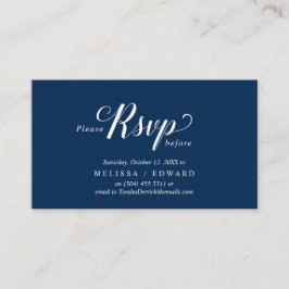Tarjeta De Recepción Elegante Rústico, Azul marino, RSVP responden, Res