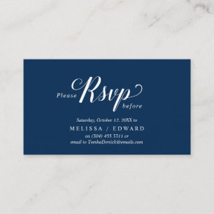 Tarjeta De Recepción Elegante Rústico, Azul marino, RSVP responden, Res