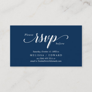 Tarjeta De Recepción Elegante Rústico, Azul marino, RSVP responden, Res