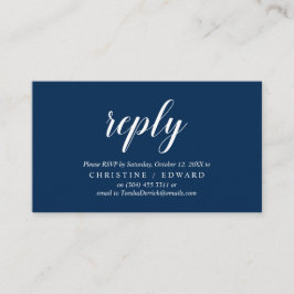 Tarjeta De Recepción Elegante Rústico, Azul marino, RSVP responden, Res