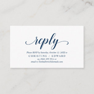 Tarjeta De Recepción Elegante Rústico, Azul marino, RSVP responden, Res