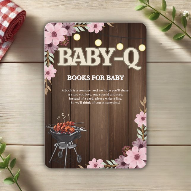 Tarjeta De Recepción Elegante Rústico Floral Baby-Q Grill Baby Shower (Subido por el creador)