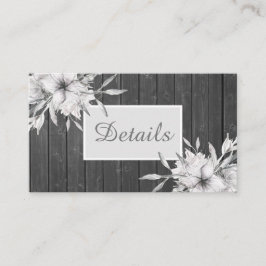 Tarjeta De Recepción Elegante rústico gris. detalles del boda