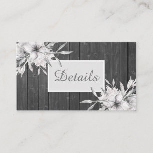 Tarjeta De Recepción Elegante rústico gris. detalles del boda