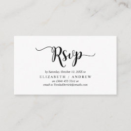 Tarjeta De Recepción Elegante Rústico Negro, Boda RSVP, responder