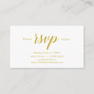 Tarjeta De Recepción Elegante Rústico, Oro Amarillo, RSVP responde, Res