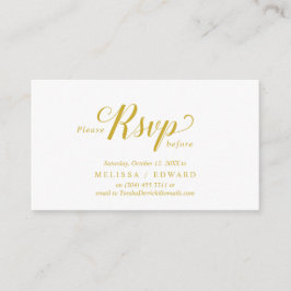 Tarjeta De Recepción Elegante Rústico, Oro Amarillo, RSVP responde, Res